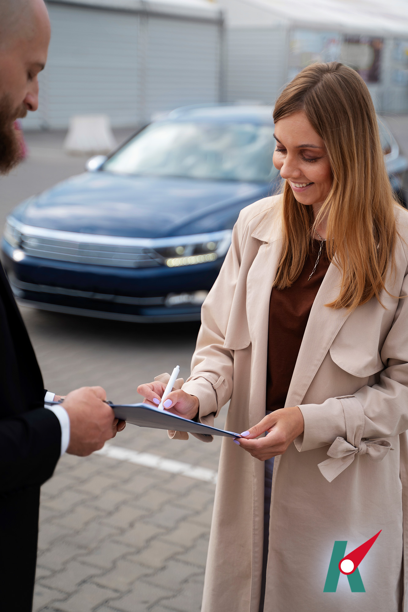 Financial independent woman buying new car